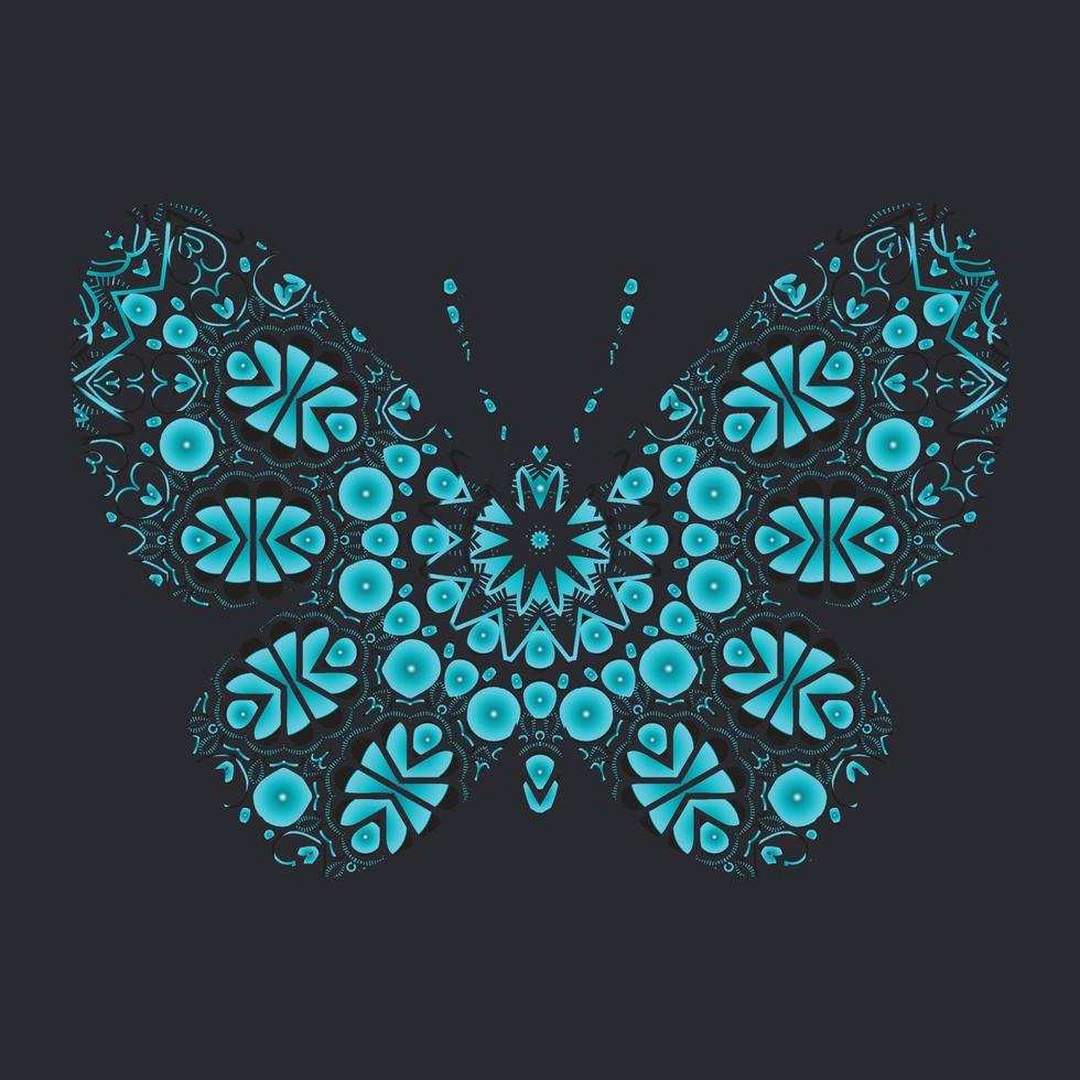 Butterfly Mandala ornament hand drawn vector illustration.  African, Indian, tribal, Zentangle design. can be use for tattoo, posters, t-shirt print, fabric design, phone case print greeting card etc