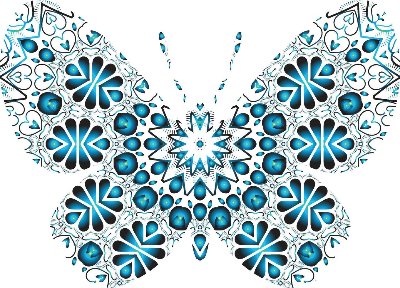 Butterfly Mandala ornament hand drawn vector illustration.  African, Indian, tribal, Zentangle design. can be use for tattoo, posters, t-shirt print, fabric design, phone case print greeting card etc