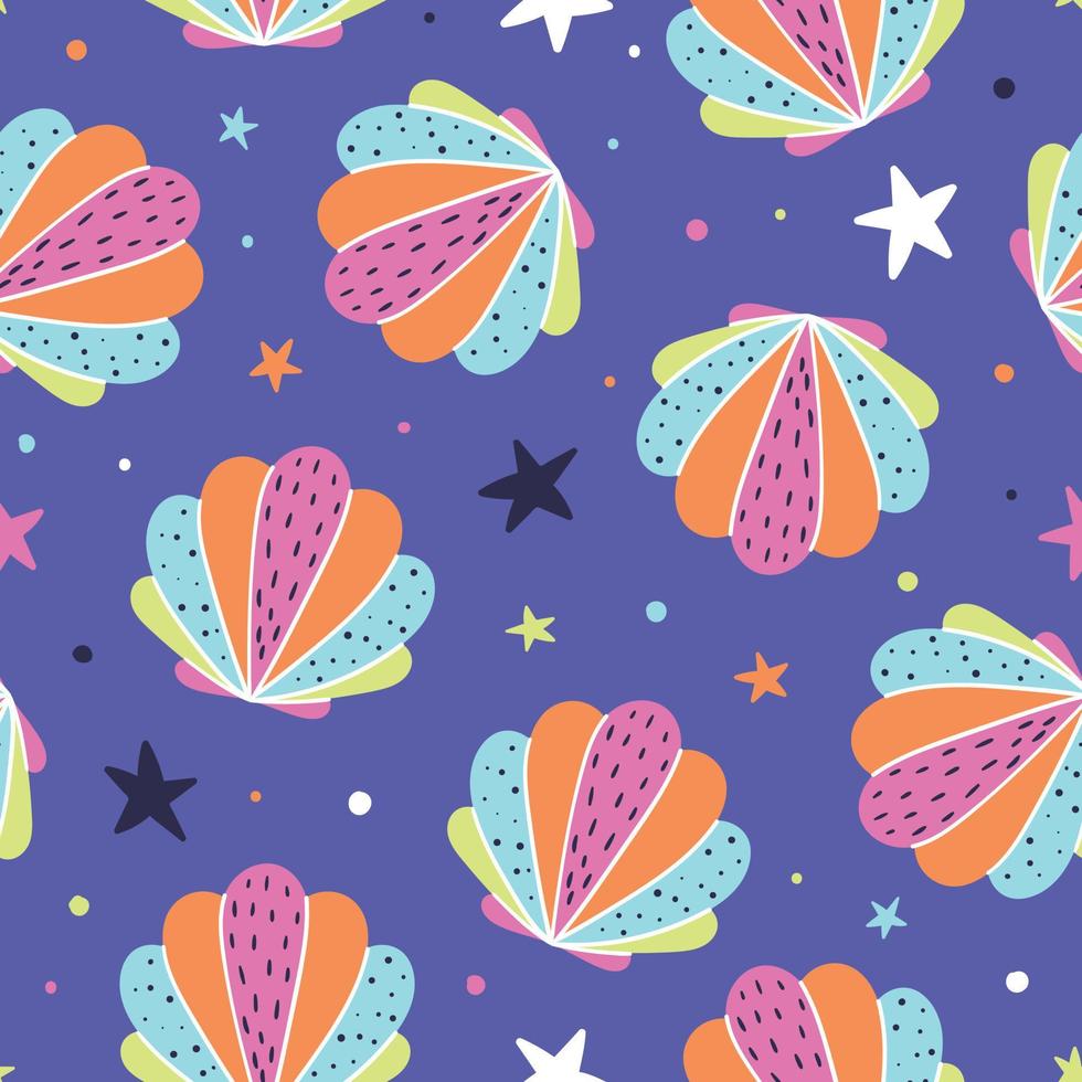 Seashell seamless pattern. Sea pattern. Seashells background vector
