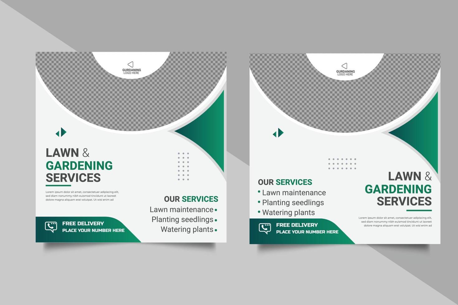 Lawn garden service social media post banner template vector