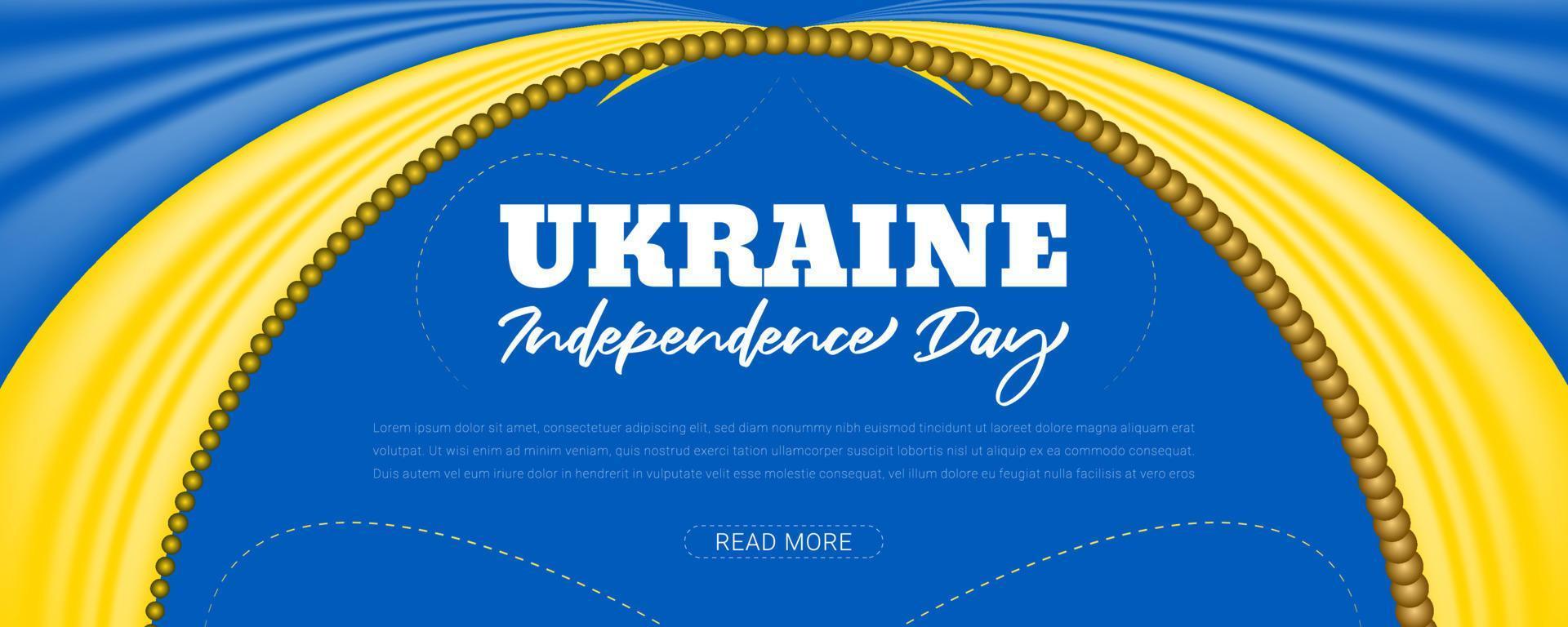 Ukraine independence day celebration background with 3d flag-waving design vector
