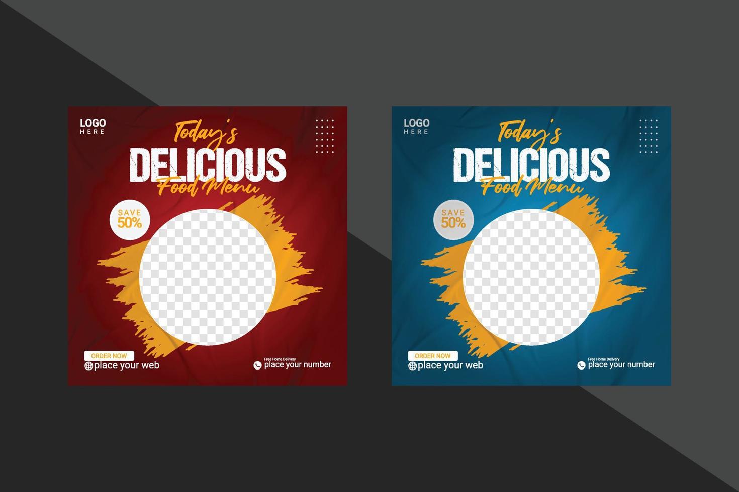 Super delicious food social media   post design template vector
