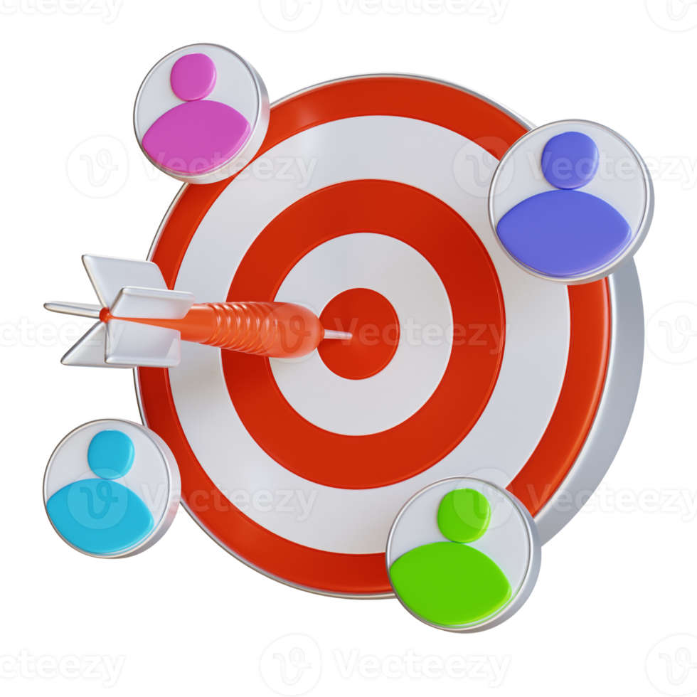 3d render target marketing with users png