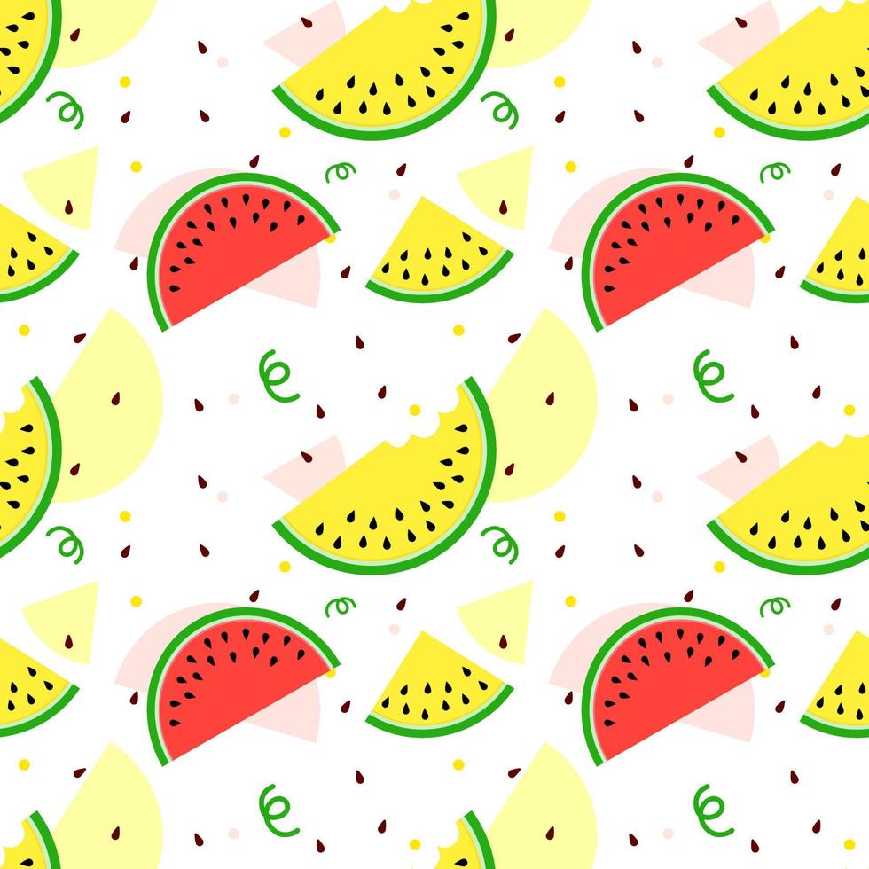red and yellow watermelon pattern vector