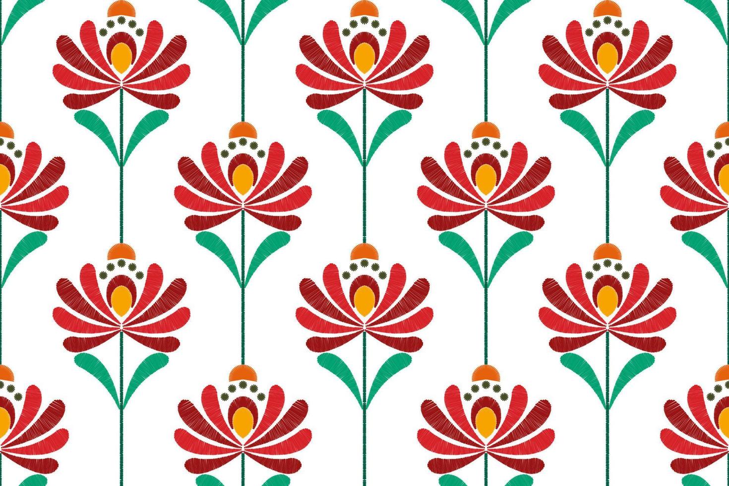 Ikat floral ethnic seamless textile pattern design. Aztec fabric carpet mandala ornaments textile decorations wallpaper. Tribal boho native flower motif traditional embroidery vector background