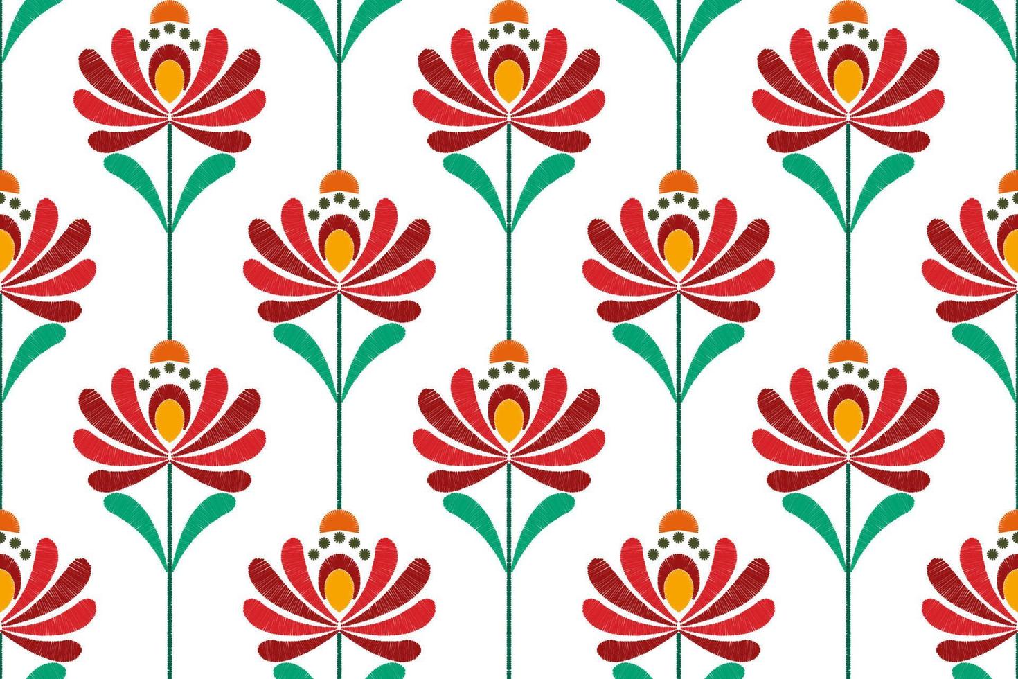 Ikat floral ethnic seamless textile pattern design. Aztec fabric carpet mandala ornaments textile decorations wallpaper. Tribal boho native flower motif traditional embroidery vector background