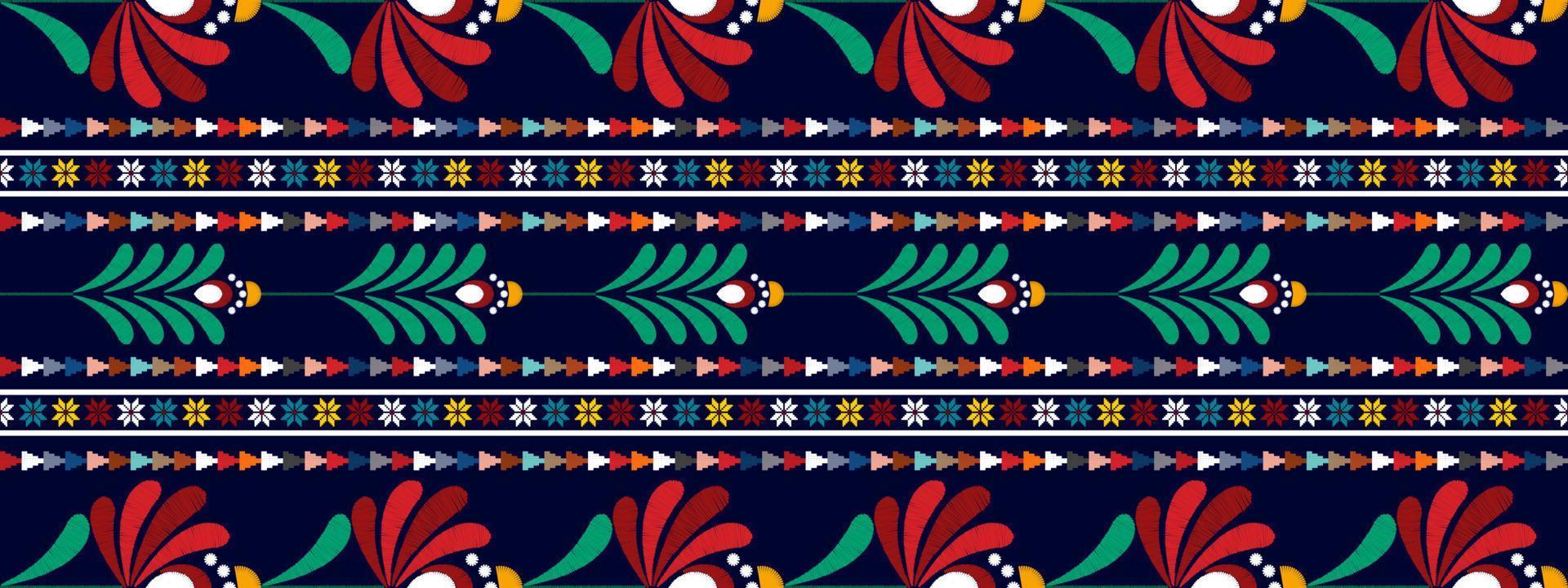 Ikat floral ethnic seamless textile pattern design. Aztec fabric carpet mandala ornaments textile decorations wallpaper. Tribal boho native flower motif traditional embroidery vector background