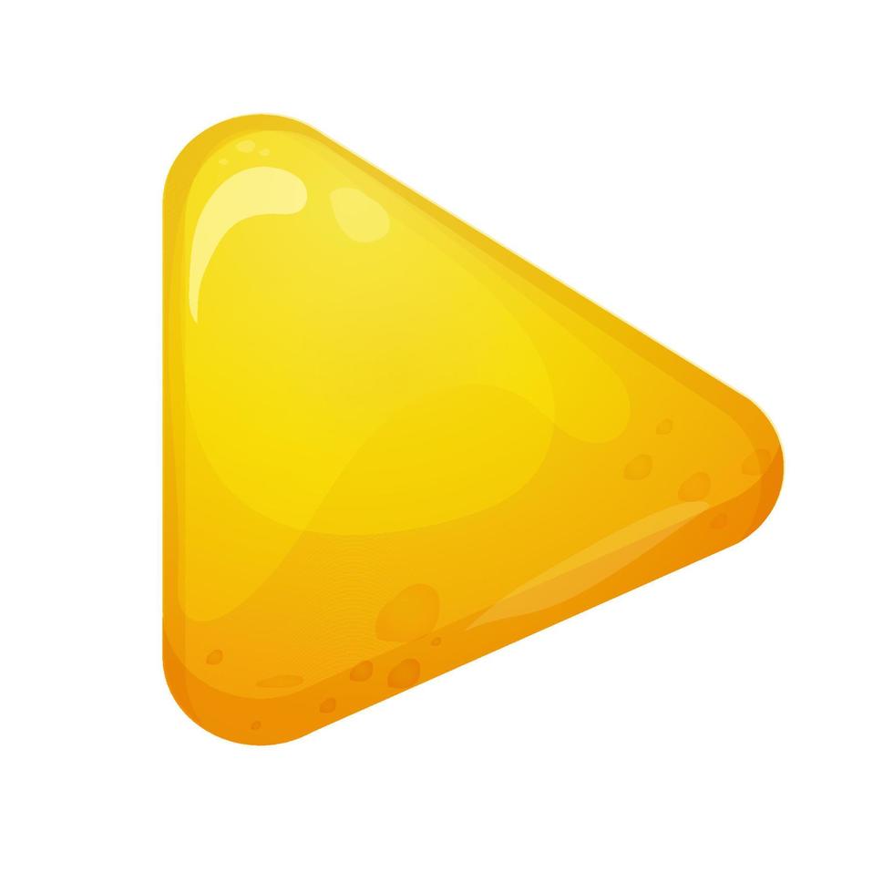 Play or start button fantasy in funny cartoon style isolated on white background. Game menu, interface design. ui asset vector