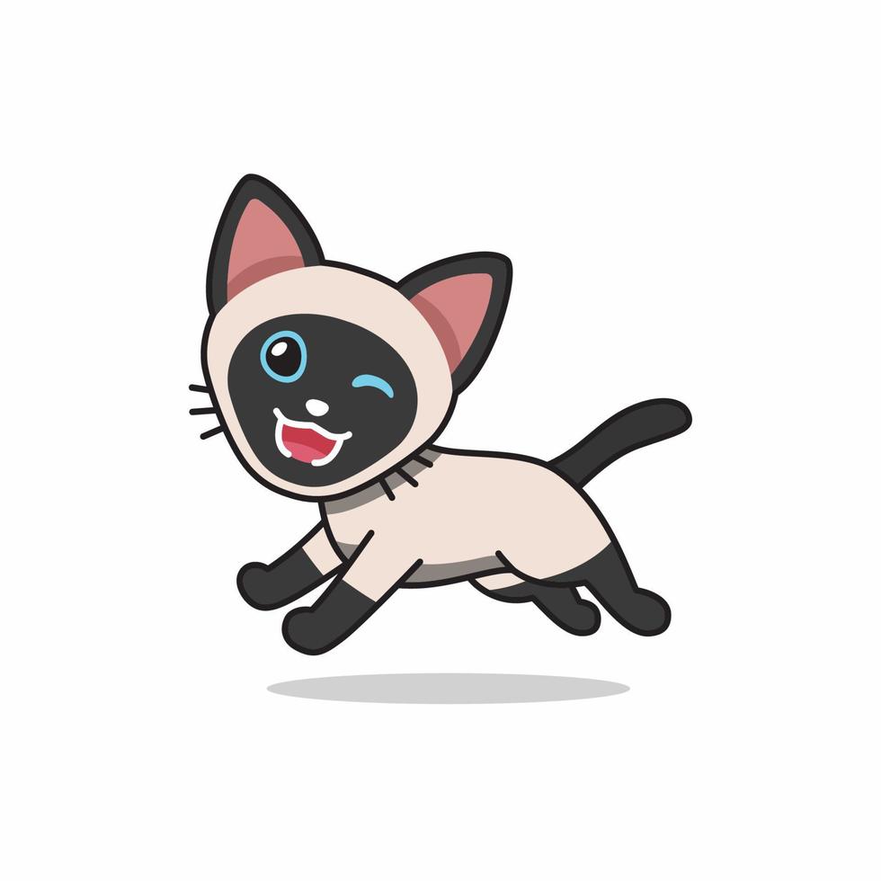 Vector cartoon character siamese cat running