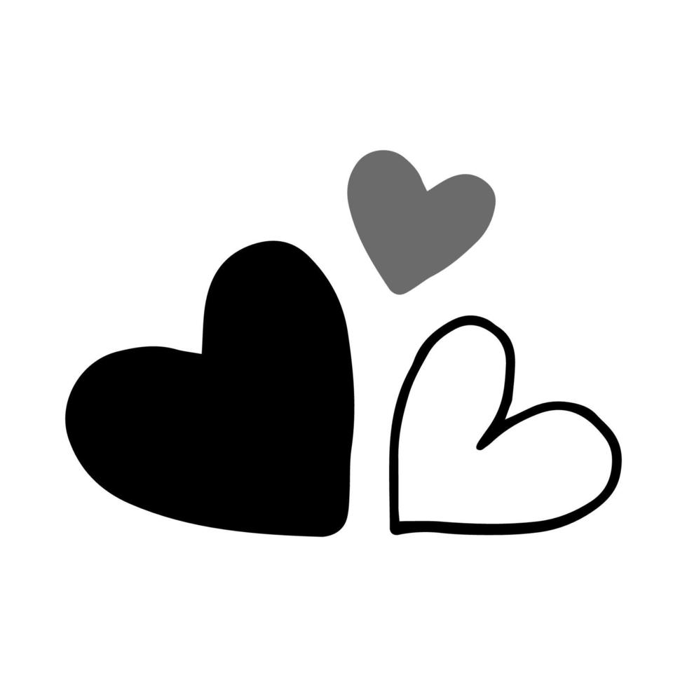 Mini set of simple hearts for decor and design. Vector illustration in doodle style
