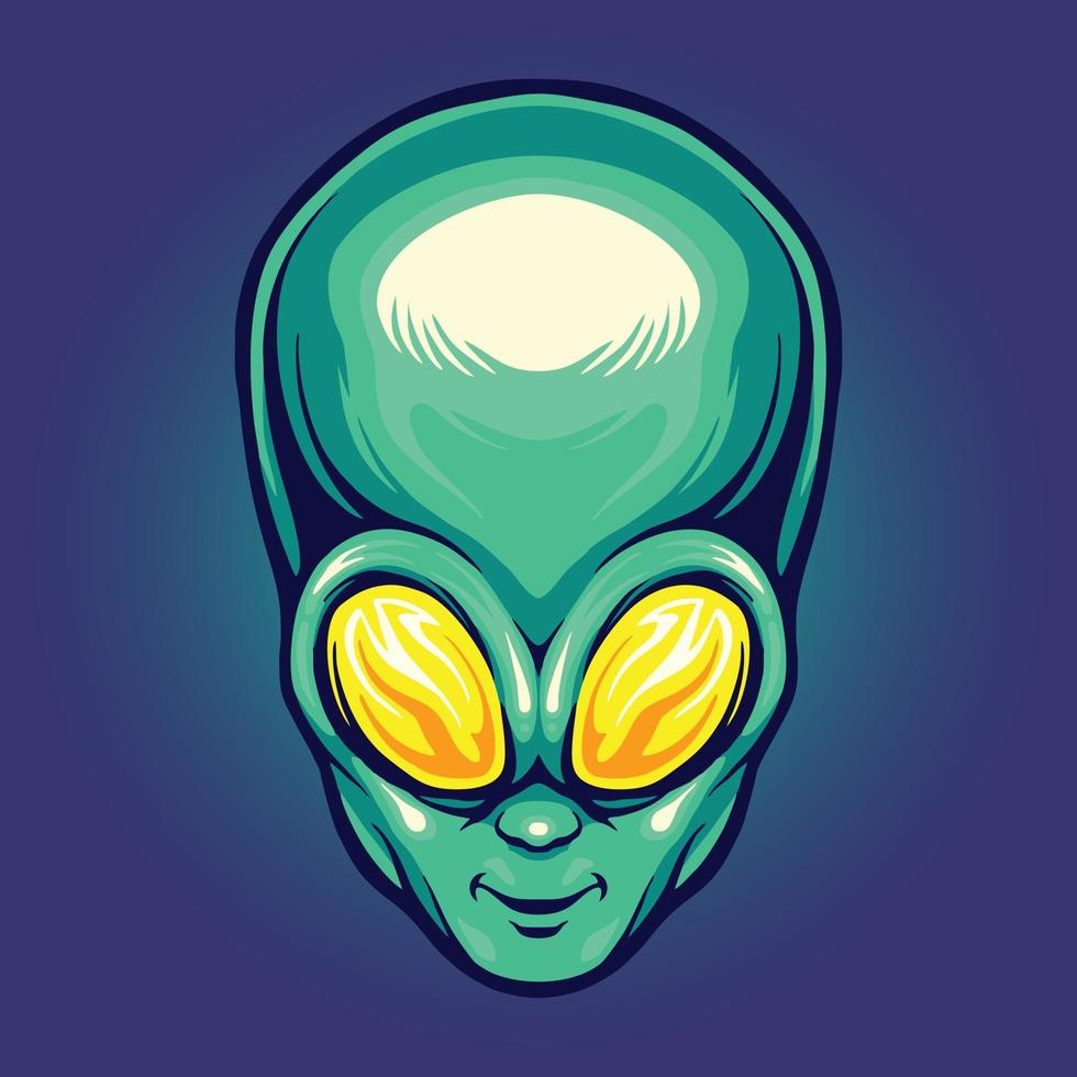 Alien head cartoon logo mascot Vector illustrations for your work Logo, merchandise t-shirt, stickers and Label designs, poster, greeting cards advertising business company or brands.
