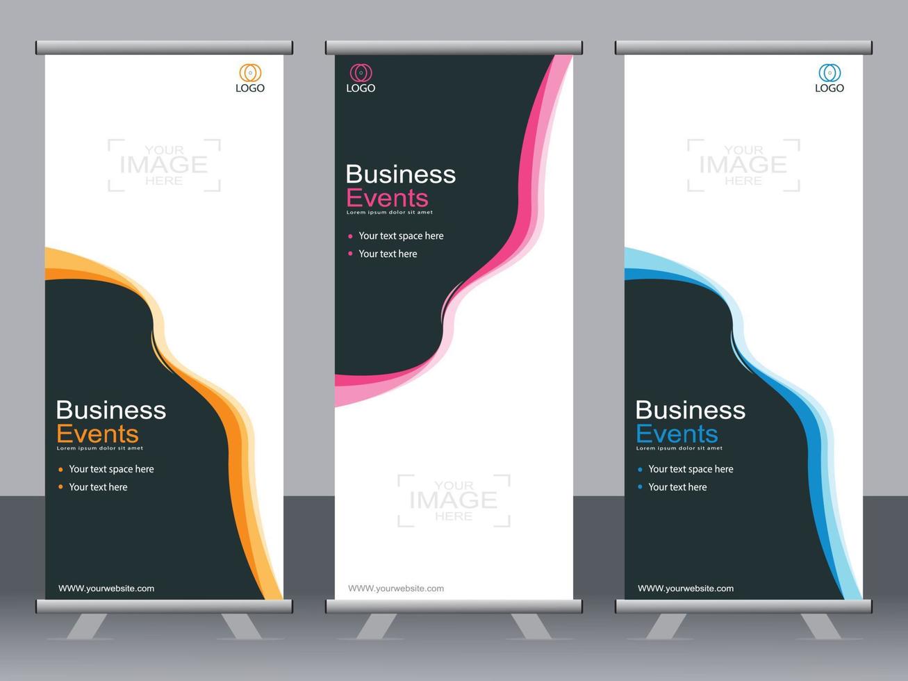 Business banner roll up set standee banner template. vector