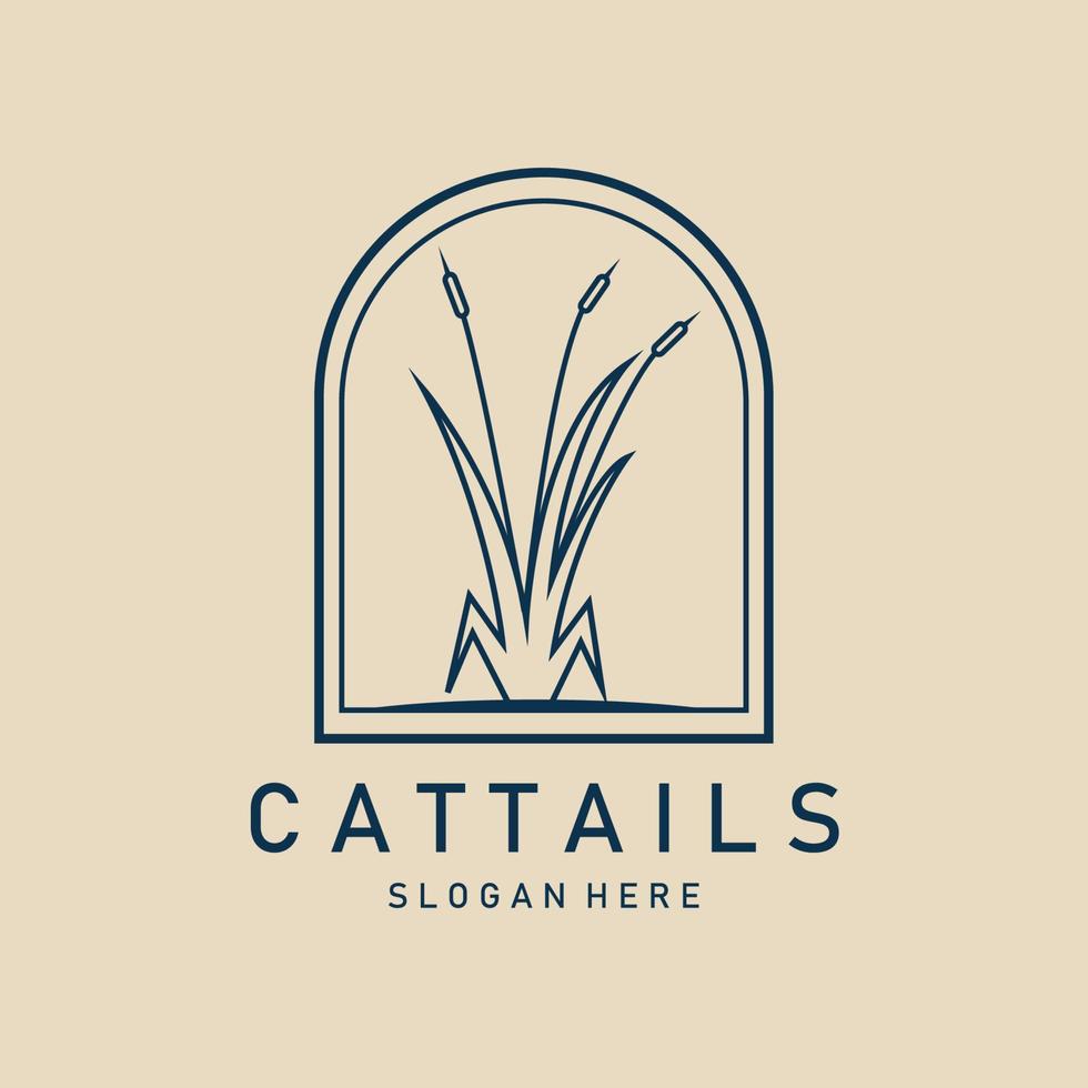 cattails line art logo, icon and symbol, with emblem vector illustration design