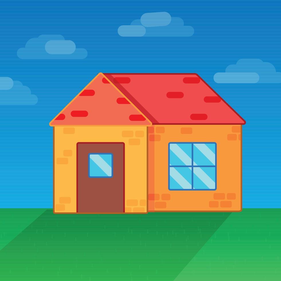 Simple House with Background vector