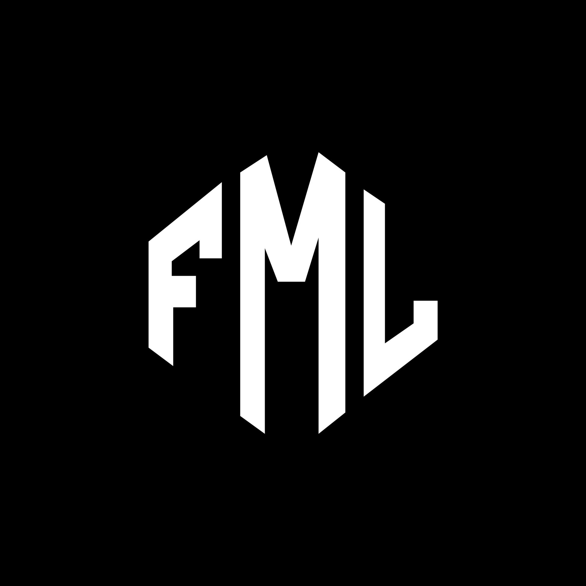 diseño de logotipo de letra fml con forma de polígono diseño de