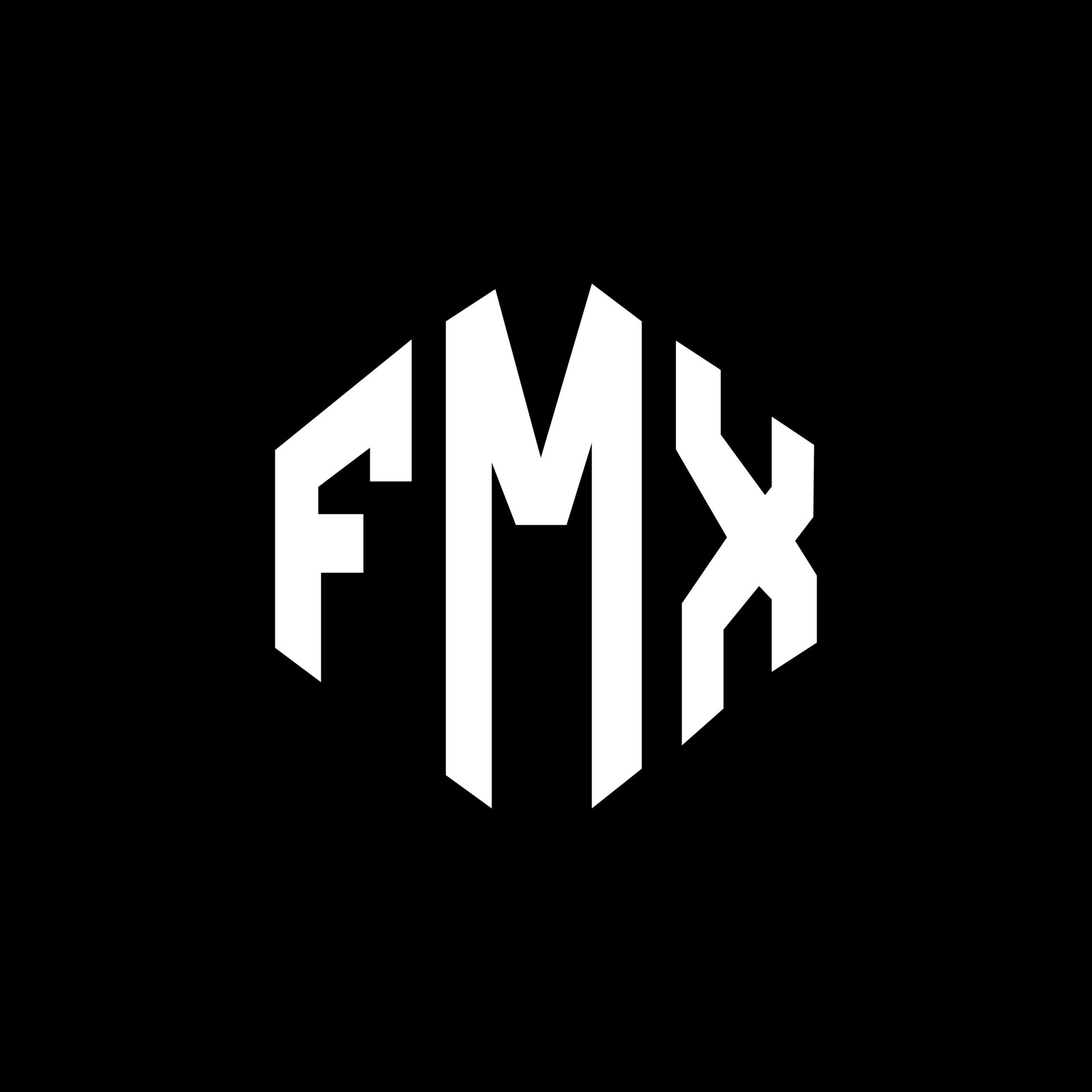 FMX letter logo design with polygon shape. FMX polygon and cube shape