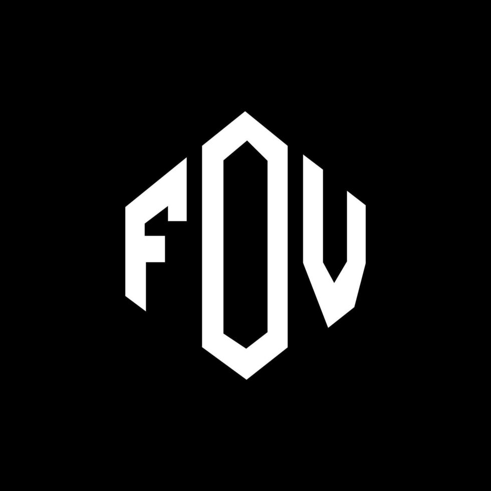 FOV letter logo design with polygon shape. FOV polygon and cube shape logo design. FOV hexagon vector logo template white and black colors. FOV monogram, business and real estate logo.