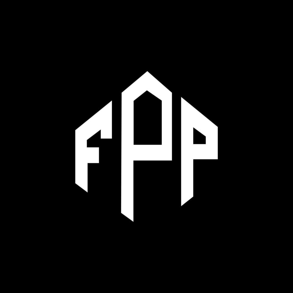 diseño de logotipo de letra fpp con forma de polígono. diseño de logotipo en forma de cubo y polígono fpp. plantilla de logotipo vectorial hexagonal fpp colores blanco y negro. monograma fpp, logotipo empresarial y inmobiliario. vector