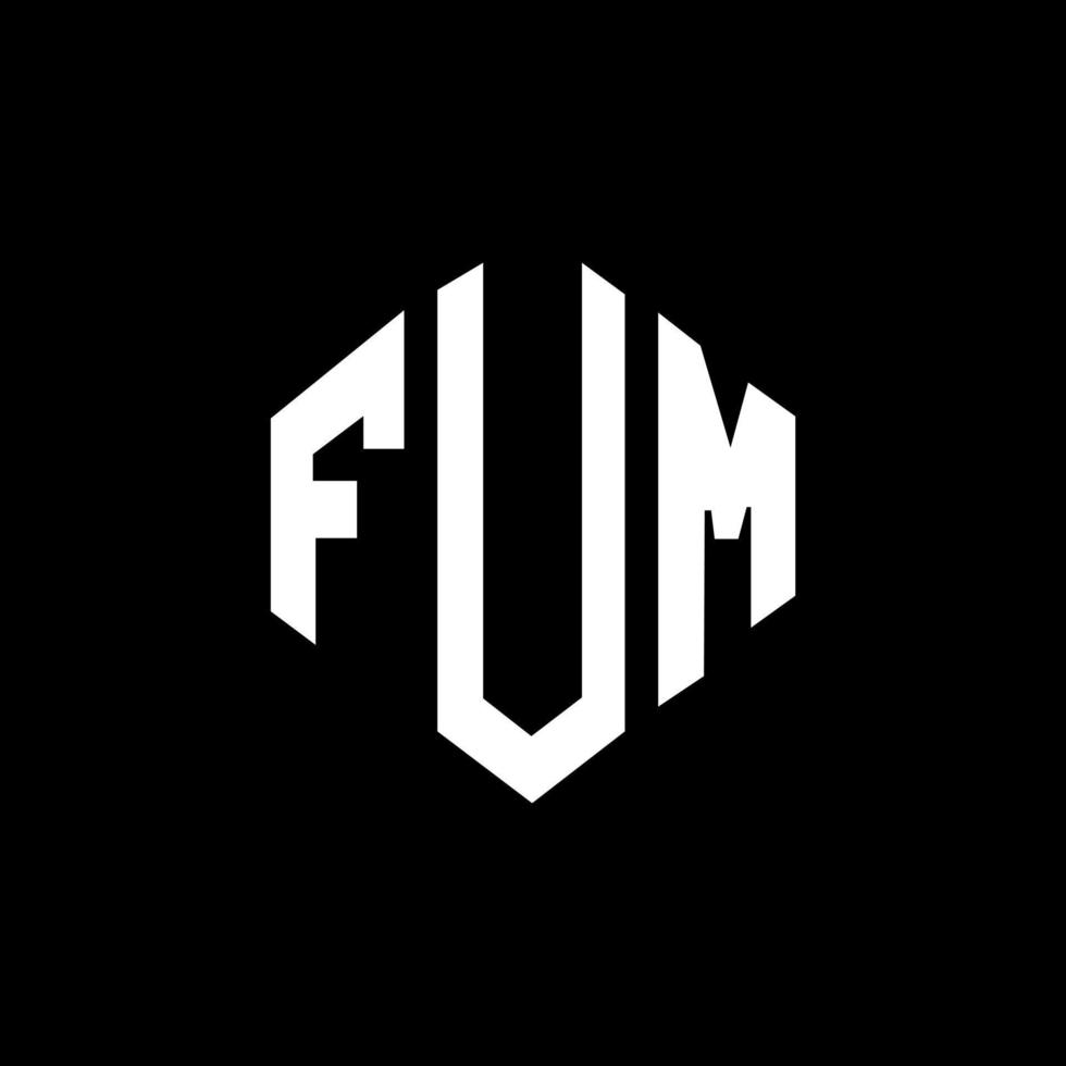 diseño de logotipo de letra fum con forma de polígono. diseño de logotipo en forma de cubo y polígono fum. fum hexágono vector logo plantilla colores blanco y negro. monograma fum, logo de negocios y bienes raíces.