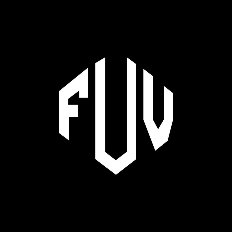 FUV letter logo design with polygon shape. FUV polygon and cube shape logo design. FUV hexagon vector logo template white and black colors. FUV monogram, business and real estate logo.
