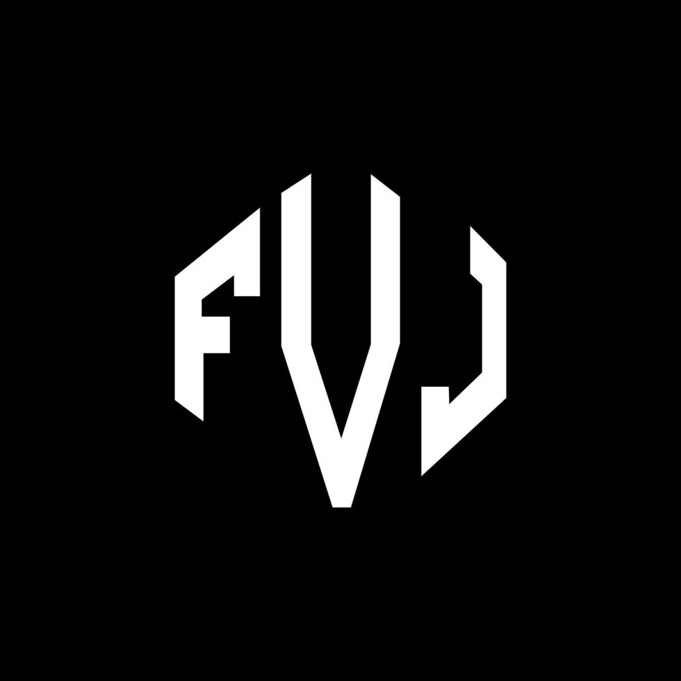 FVJ letter logo design with polygon shape. FVJ polygon and cube shape logo design. FVJ hexagon vector logo template white and black colors. FVJ monogram, business and real estate logo.