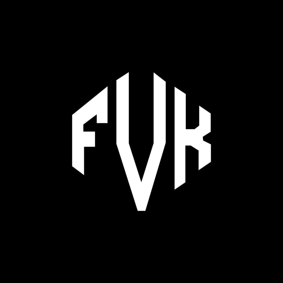 FVK letter logo design with polygon shape. FVK polygon and cube shape logo design. FVK hexagon vector logo template white and black colors. FVK monogram, business and real estate logo.