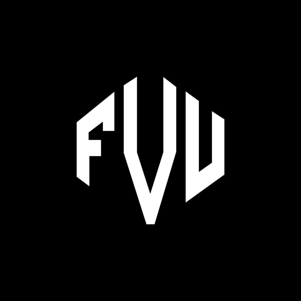 diseño de logotipo de letra fvu con forma de polígono. diseño de logotipo en forma de cubo y polígono fvu. fvu hexágono vector logo plantilla colores blanco y negro. monograma fvu, logotipo comercial e inmobiliario.