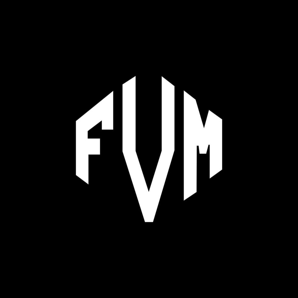 FVM letter logo design with polygon shape. FVM polygon and cube shape logo design. FVM hexagon vector logo template white and black colors. FVM monogram, business and real estate logo.