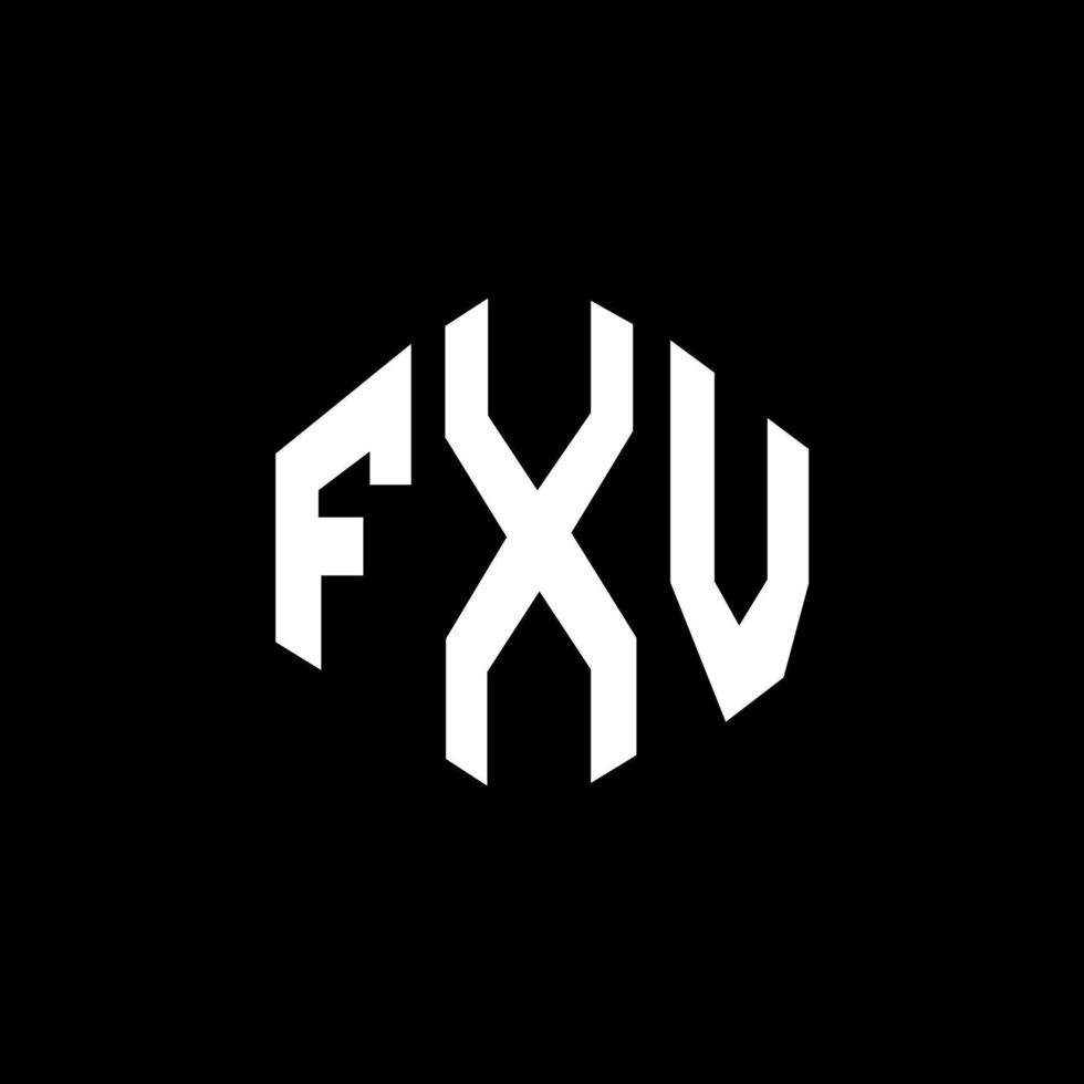 FXV letter logo design with polygon shape. FXV polygon and cube shape logo design. FXV hexagon vector logo template white and black colors. FXV monogram, business and real estate logo.