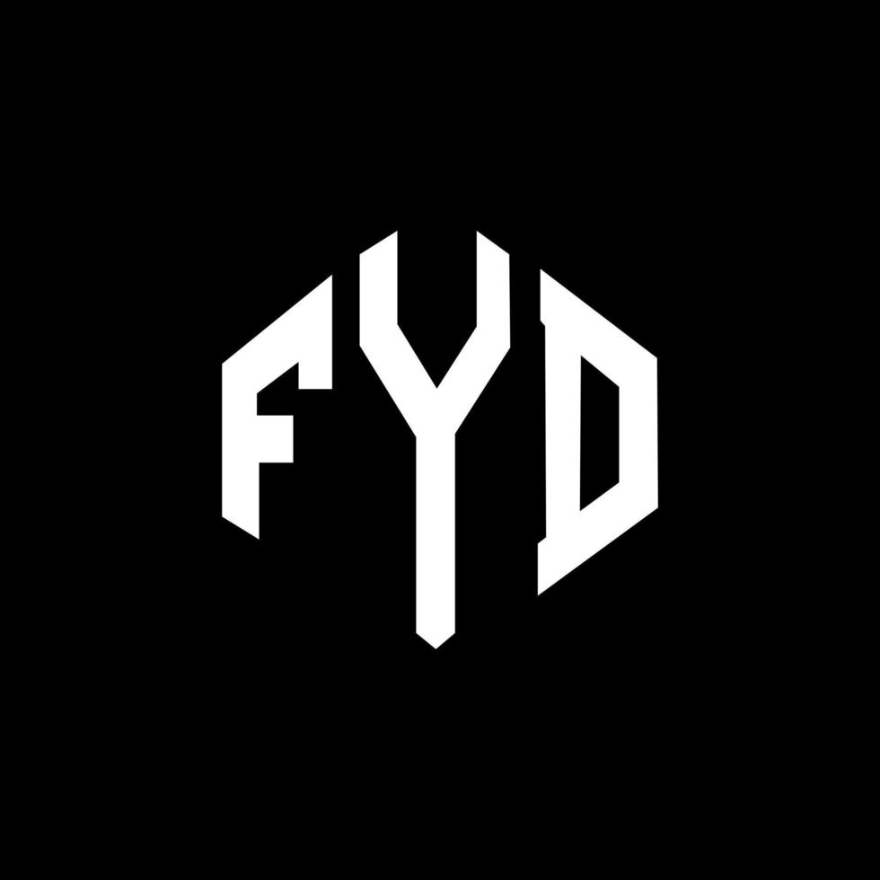 FYD letter logo design with polygon shape. FYD polygon and cube shape logo design. FYD hexagon vector logo template white and black colors. FYD monogram, business and real estate logo.