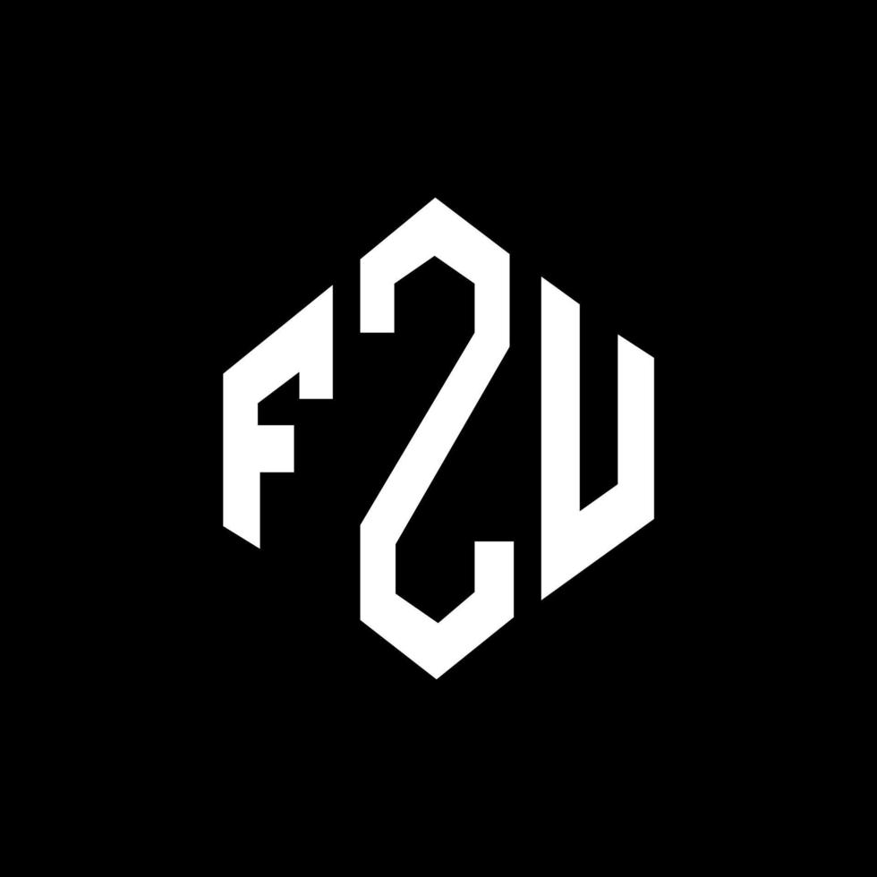 diseño de logotipo de letra fzu con forma de polígono. diseño de logotipo en forma de cubo y polígono fzu. fzu hexágono vector logo plantilla colores blanco y negro. monograma fzu, logotipo comercial e inmobiliario.