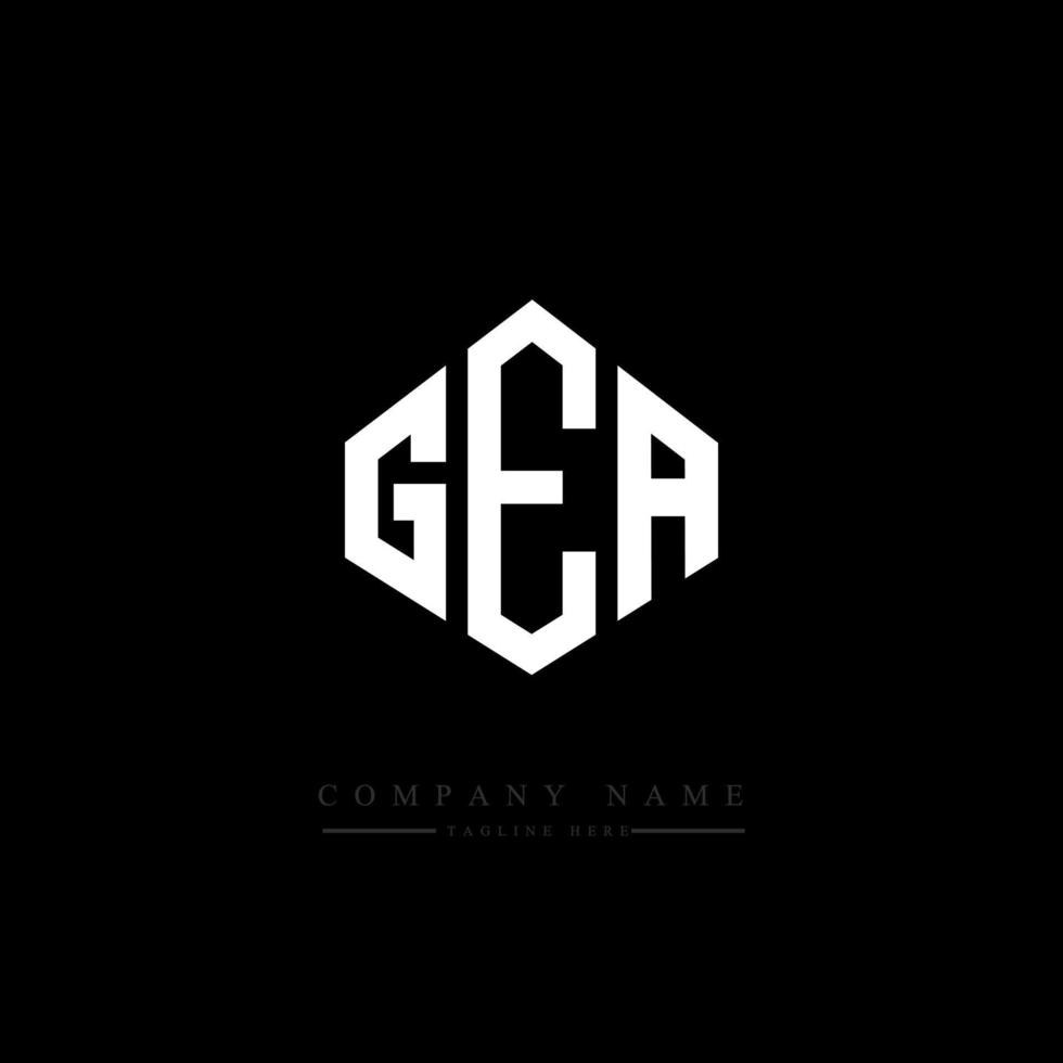 diseño de logotipo de letra gea con forma de polígono. diseño de logotipo de forma de polígono y cubo de gea. plantilla de logotipo vectorial hexágono gea colores blanco y negro. monograma de gea, logotipo empresarial y inmobiliario. vector