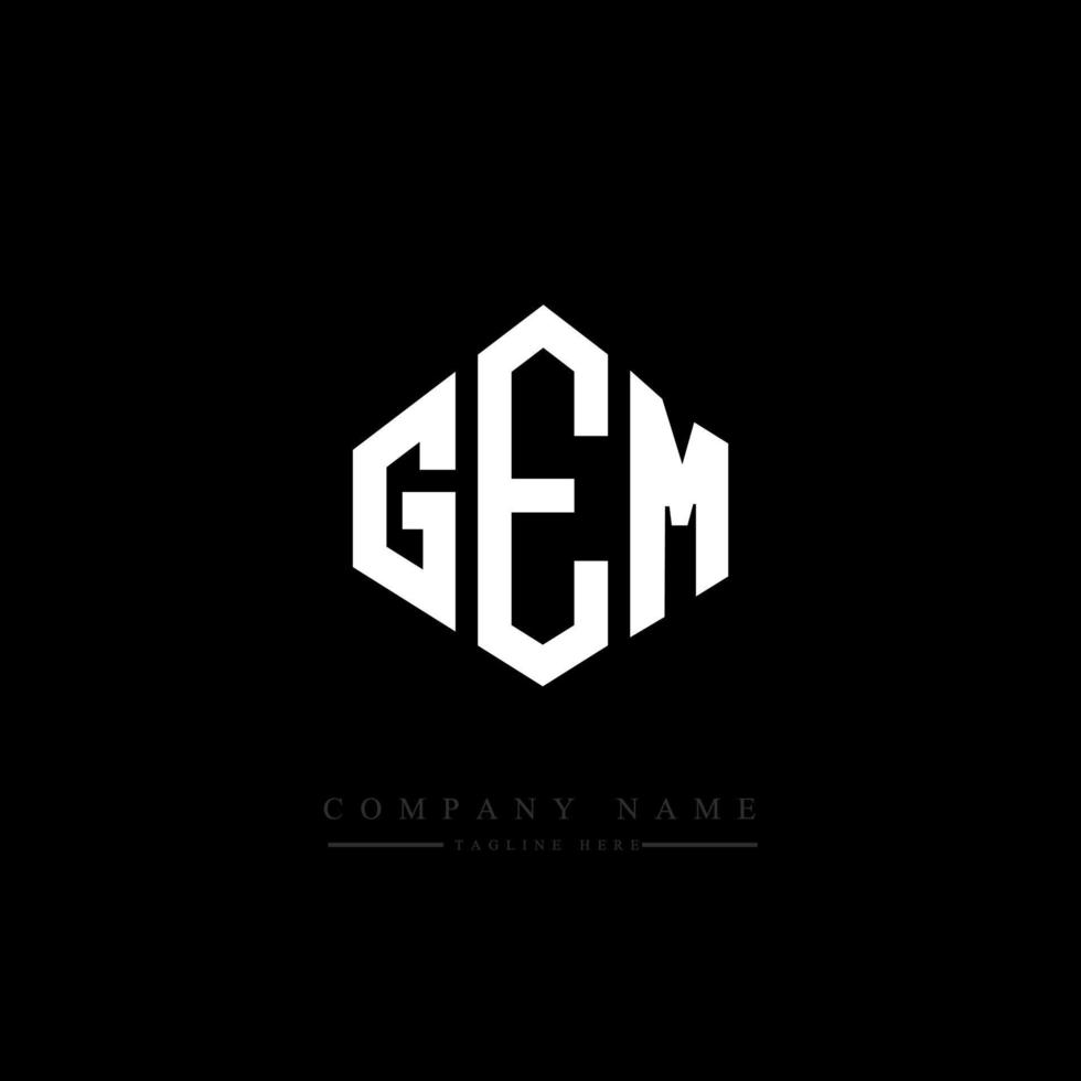 GEM letter logo design with polygon shape. GEM polygon and cube shape logo design. GEM hexagon vector logo template white and black colors. GEM monogram, business and real estate logo.