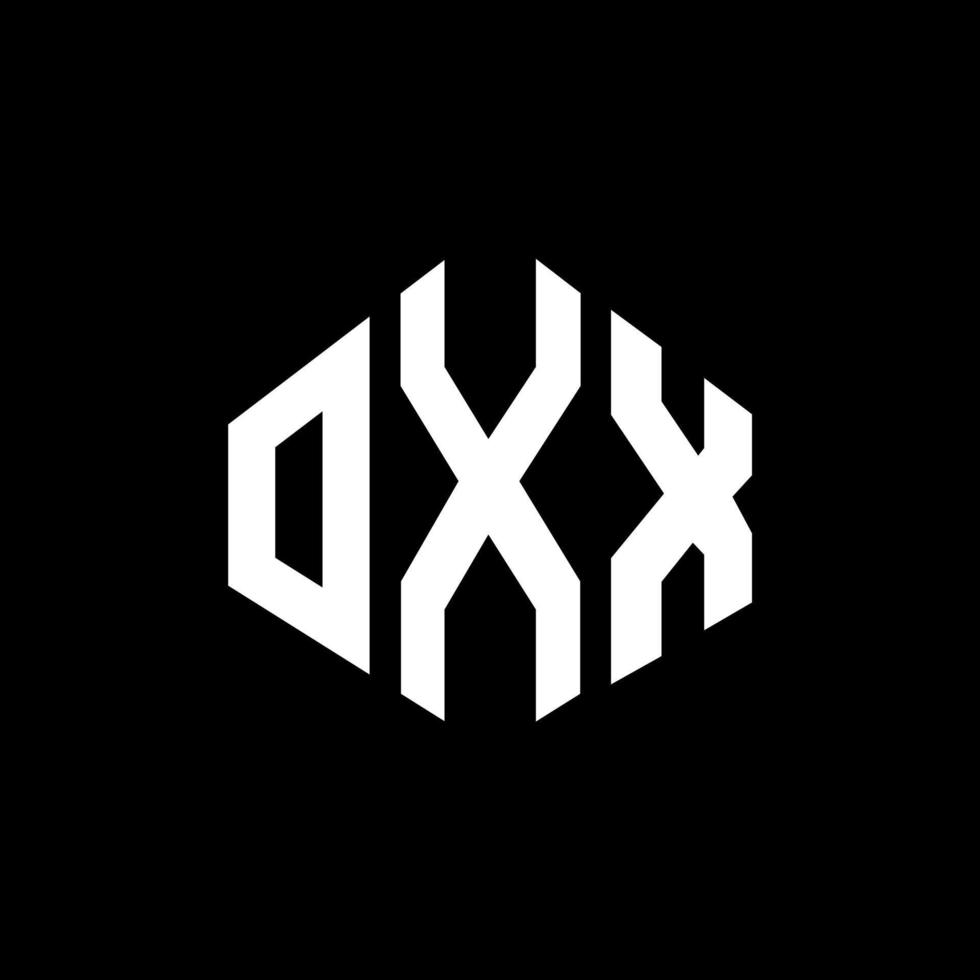 diseño de logotipo de letra oxx con forma de polígono. diseño de logotipo en forma de cubo y polígono oxx. plantilla de logotipo vectorial hexagonal oxx colores blanco y negro. monograma oxx, logotipo comercial y inmobiliario. vector