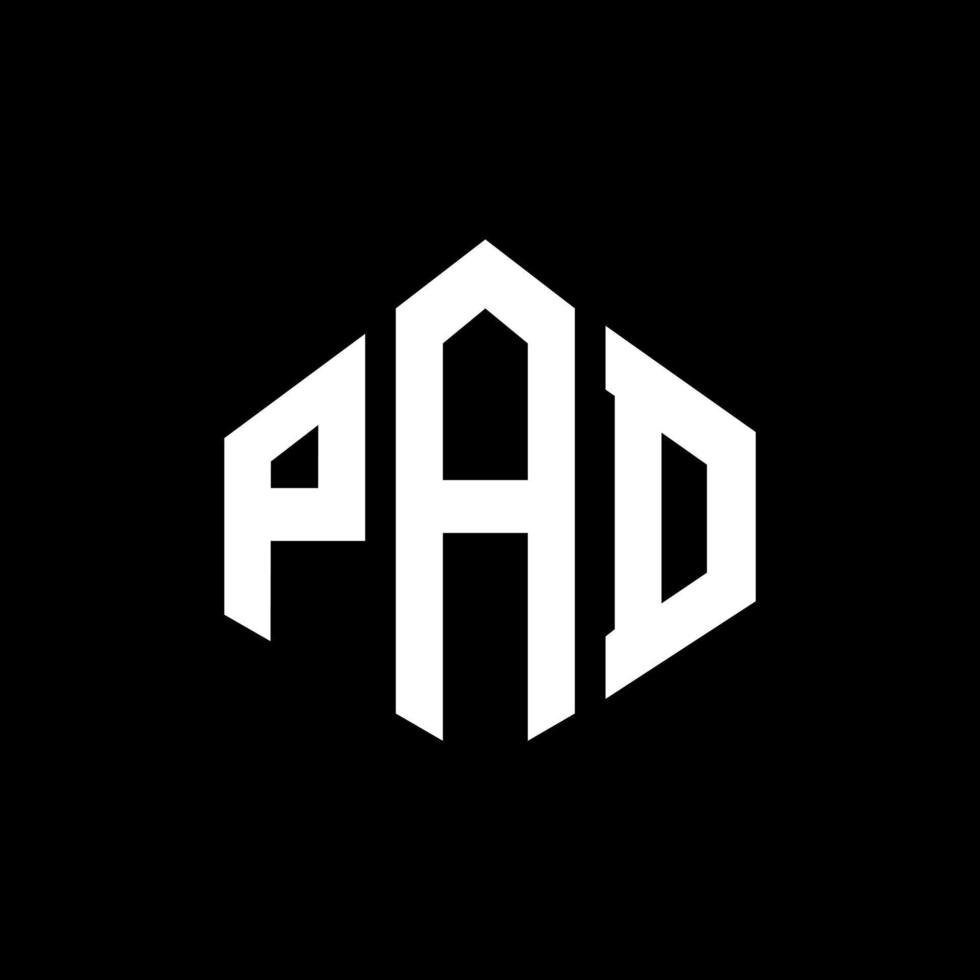 diseño de logotipo de letra de pad con forma de polígono. diseño de logotipo en forma de cubo y polígono de almohadilla. pad hexagon vector logo plantilla colores blanco y negro. monograma de almohadilla, logotipo comercial e inmobiliario.