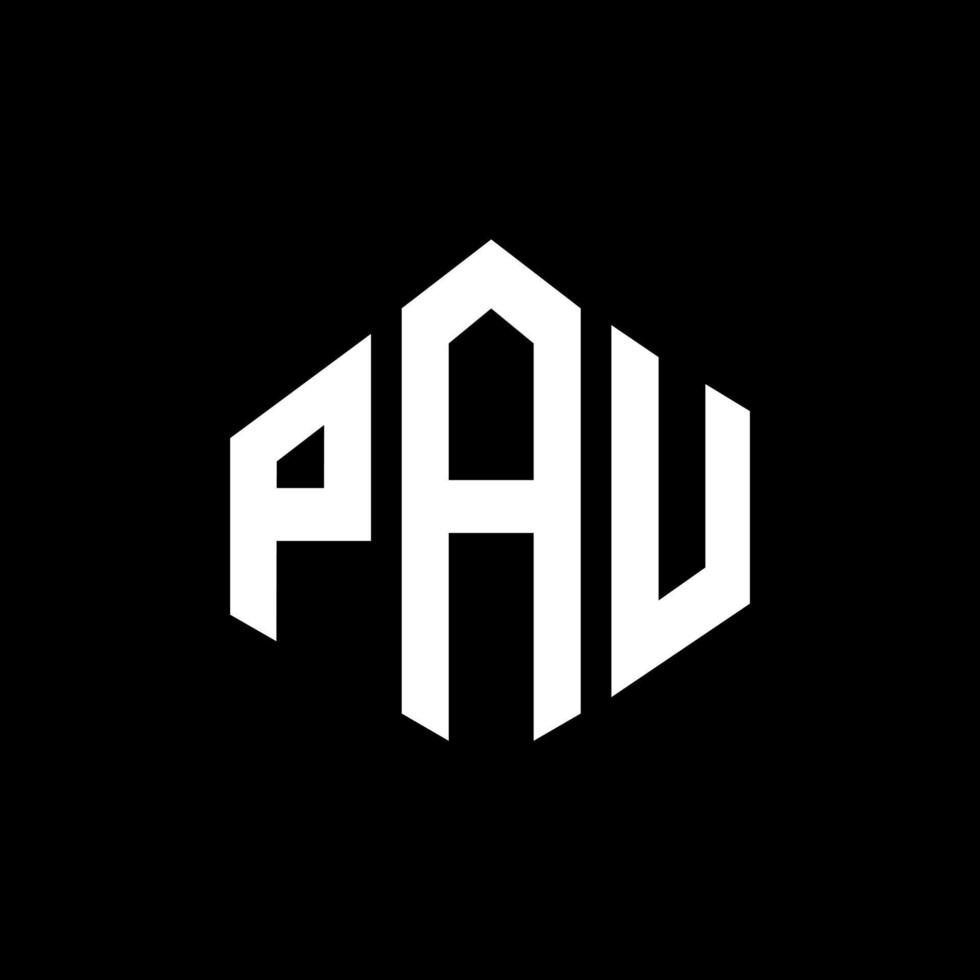 PAU letter logo design with polygon shape. PAU polygon and cube shape logo design. PAU hexagon vector logo template white and black colors. PAU monogram, business and real estate logo.
