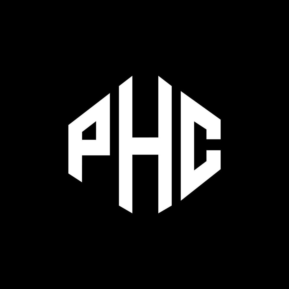 PHC letter logo design with polygon shape. PHC polygon and cube shape logo design. PHC hexagon vector logo template white and black colors. PHC monogram, business and real estate logo.