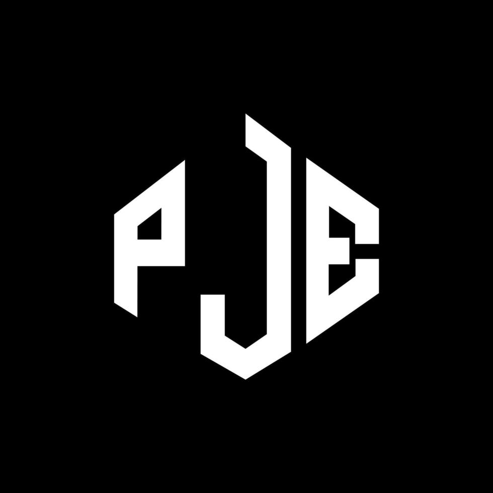 PJE letter logo design with polygon shape. PJE polygon and cube shape logo design. PJE hexagon vector logo template white and black colors. PJE monogram, business and real estate logo.