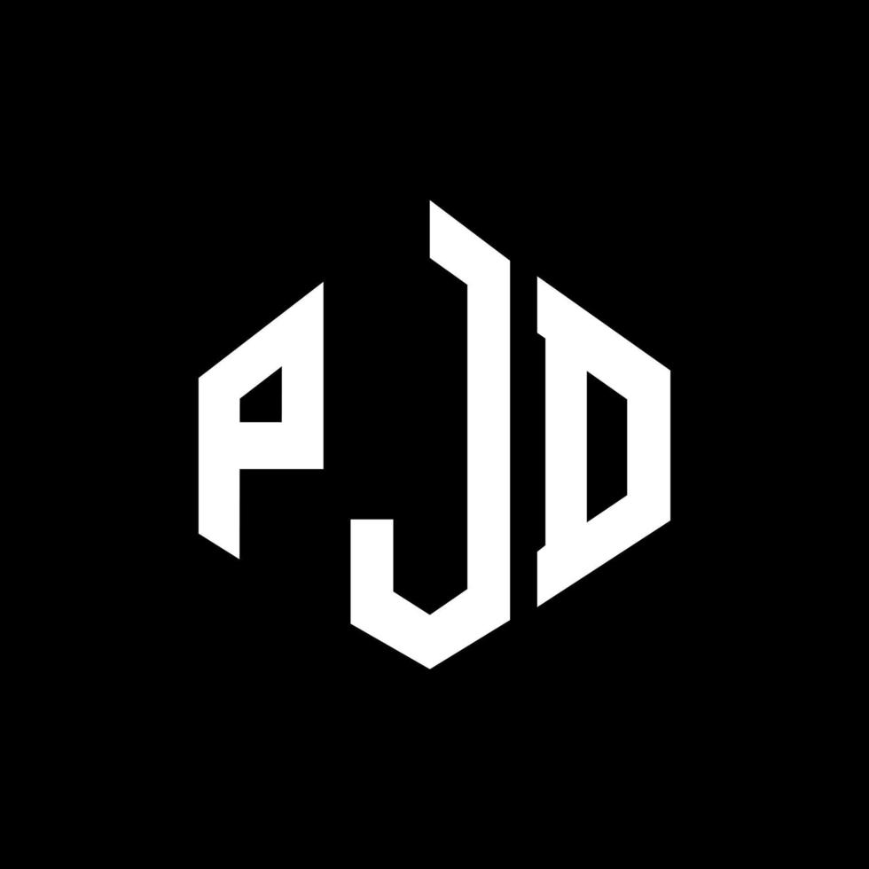 diseño de logotipo de letra pjd con forma de polígono. diseño de logotipo de forma de cubo y polígono pjd. Pjd hexágono vector logo plantilla colores blanco y negro. Monograma pjd, logotipo comercial y inmobiliario.