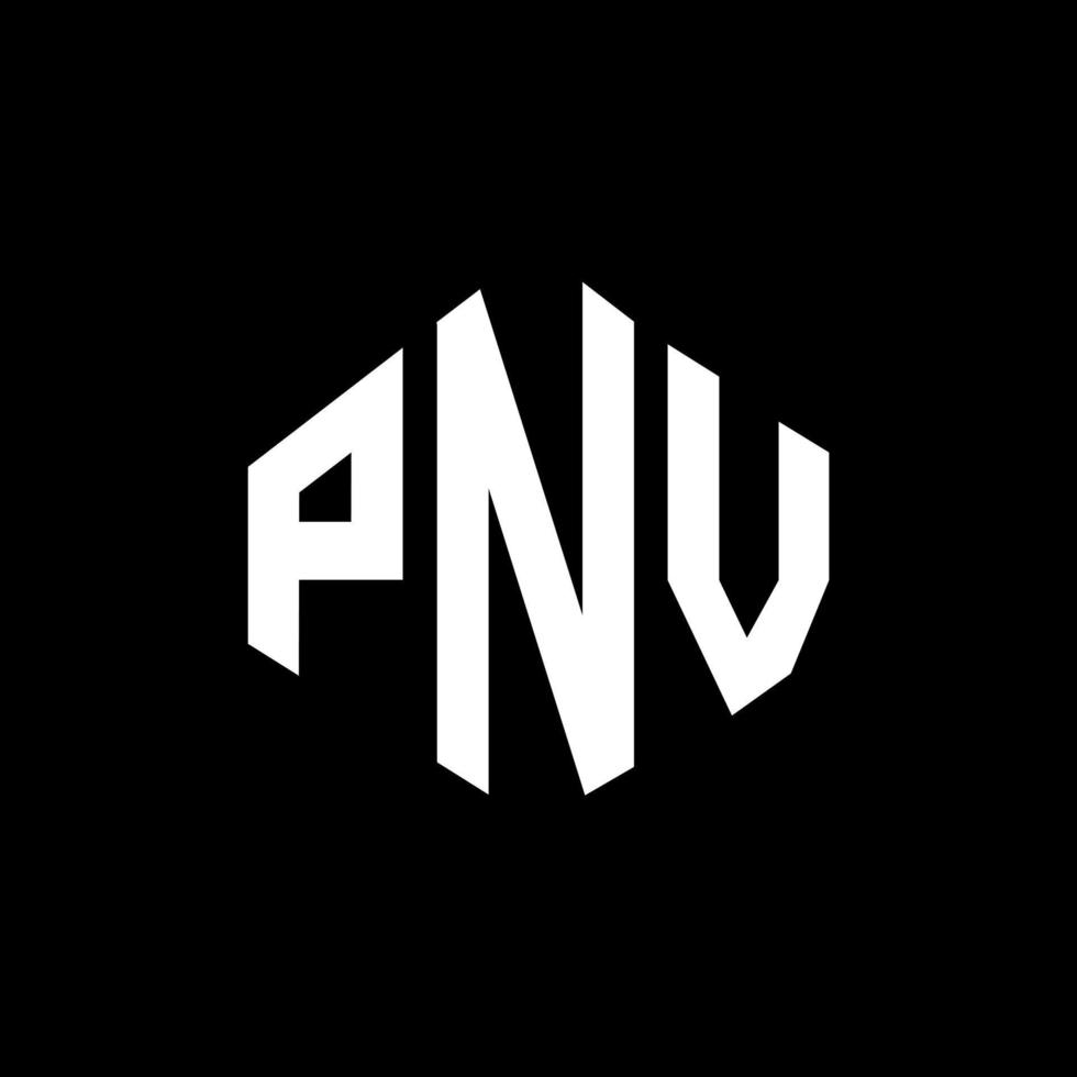 PNV letter logo design with polygon shape. PNV polygon and cube shape logo design. PNV hexagon vector logo template white and black colors. PNV monogram, business and real estate logo.