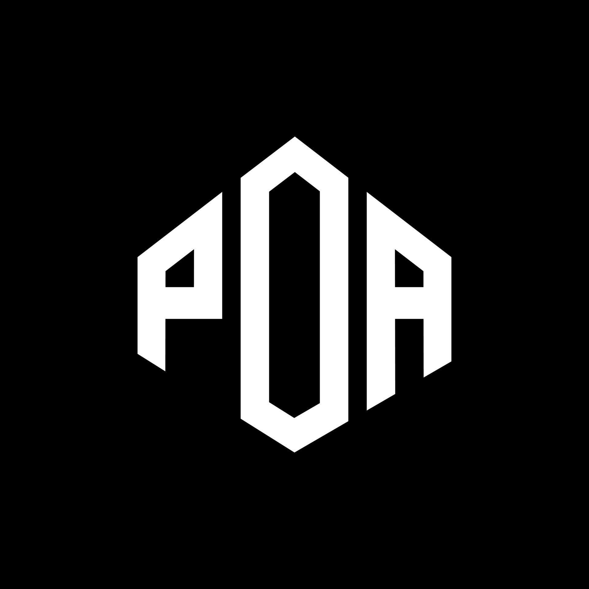POA letter logo design with polygon shape POA polygon and cube shape