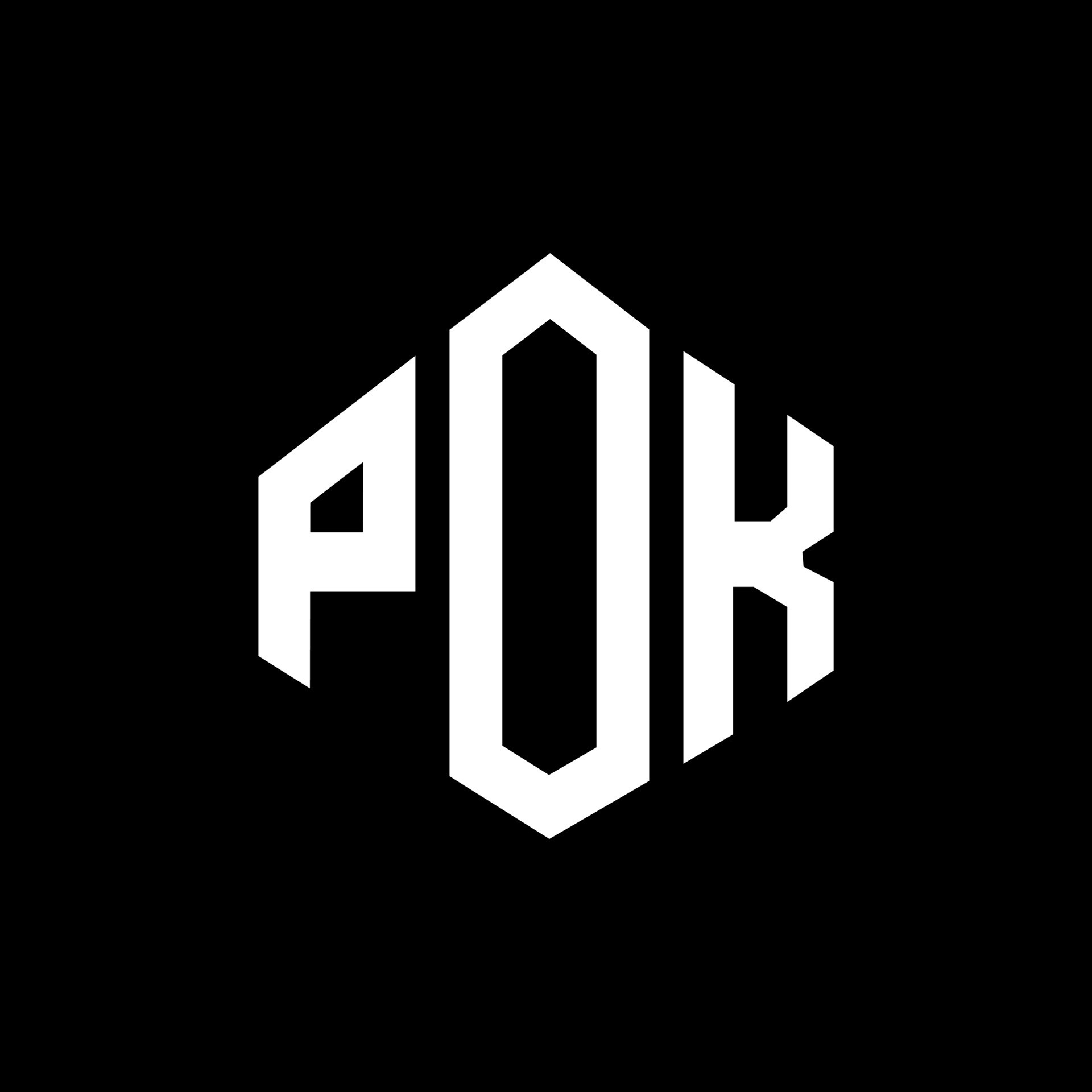 POK letter logo design with polygon shape POK polygon and cube shape