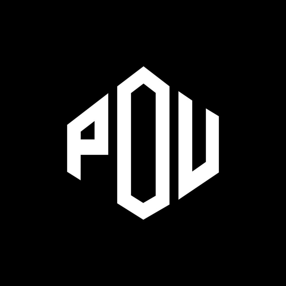 POU letter logo design with polygon shape. POU polygon and cube shape logo design. POU hexagon vector logo template white and black colors. POU monogram, business and real estate logo.