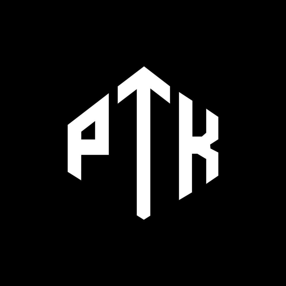 diseño de logotipo de letra ptk con forma de polígono. diseño de logotipo de forma de cubo y polígono ptk. ptk hexágono vector logo plantilla colores blanco y negro. monograma ptk, logotipo comercial e inmobiliario.