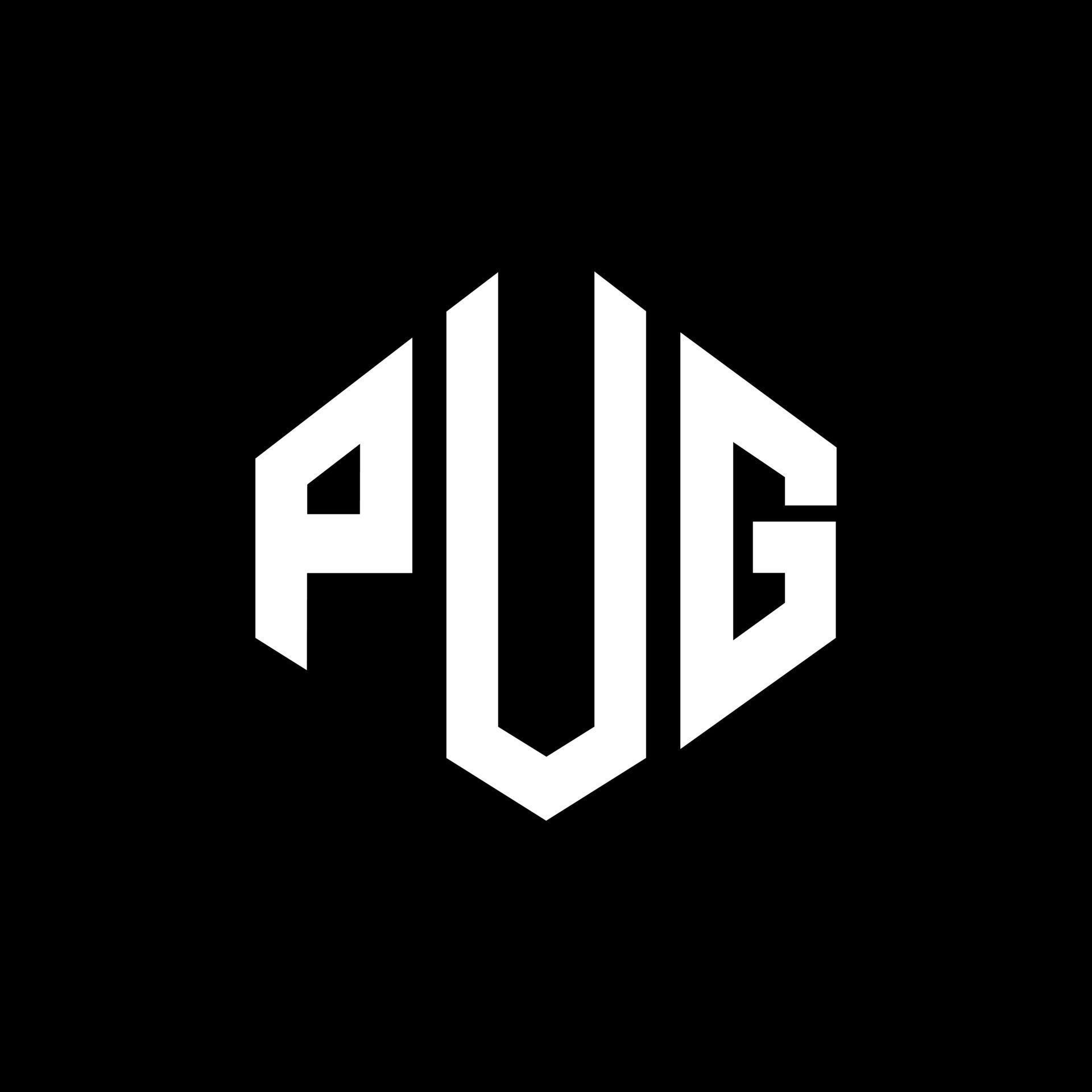 PUG letter logo design with polygon shape. PUG polygon and cube shape