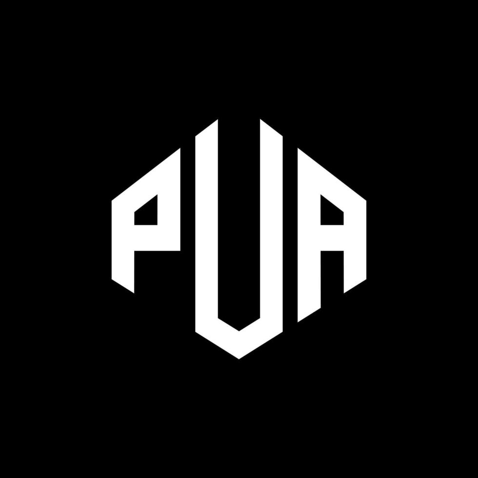 diseño de logotipo de letra pua con forma de polígono. pua polígono y diseño de logotipo en forma de cubo. pua hexágono vector logo plantilla colores blanco y negro. monograma pua, logo de negocios y bienes raíces.