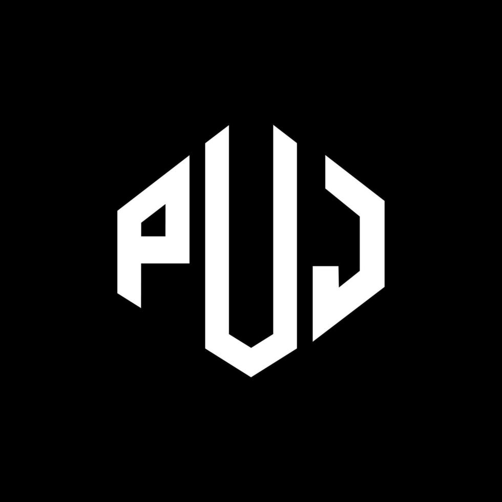 diseño de logotipo de letra puj con forma de polígono. diseño de logotipo en forma de cubo y polígono puj. Puj hexágono vector logo plantilla colores blanco y negro. monograma puj, logotipo comercial y inmobiliario.