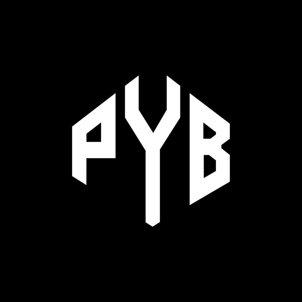 PYB letter logo design with polygon shape. PYB polygon and cube shape logo design. PYB hexagon vector logo template white and black colors. PYB monogram, business and real estate logo.