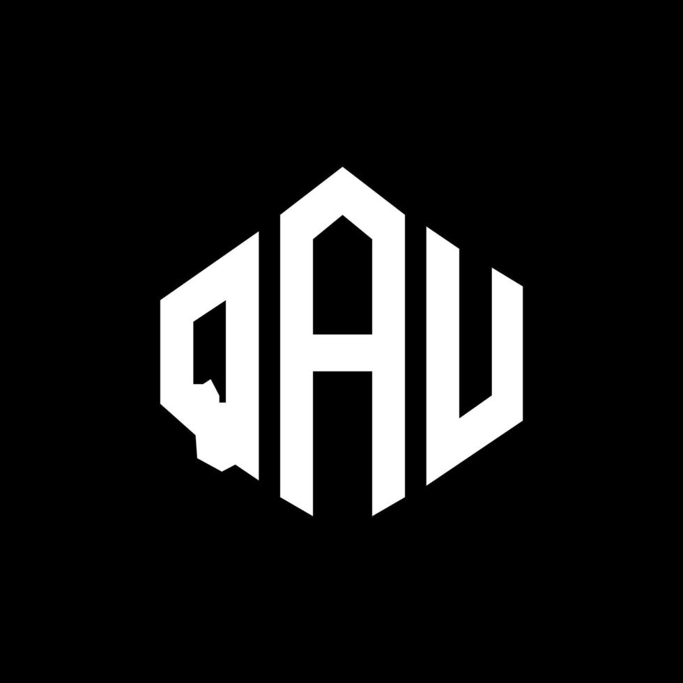 QAU letter logo design with polygon shape. QAU polygon and cube shape logo design. QAU hexagon vector logo template white and black colors. QAU monogram, business and real estate logo.