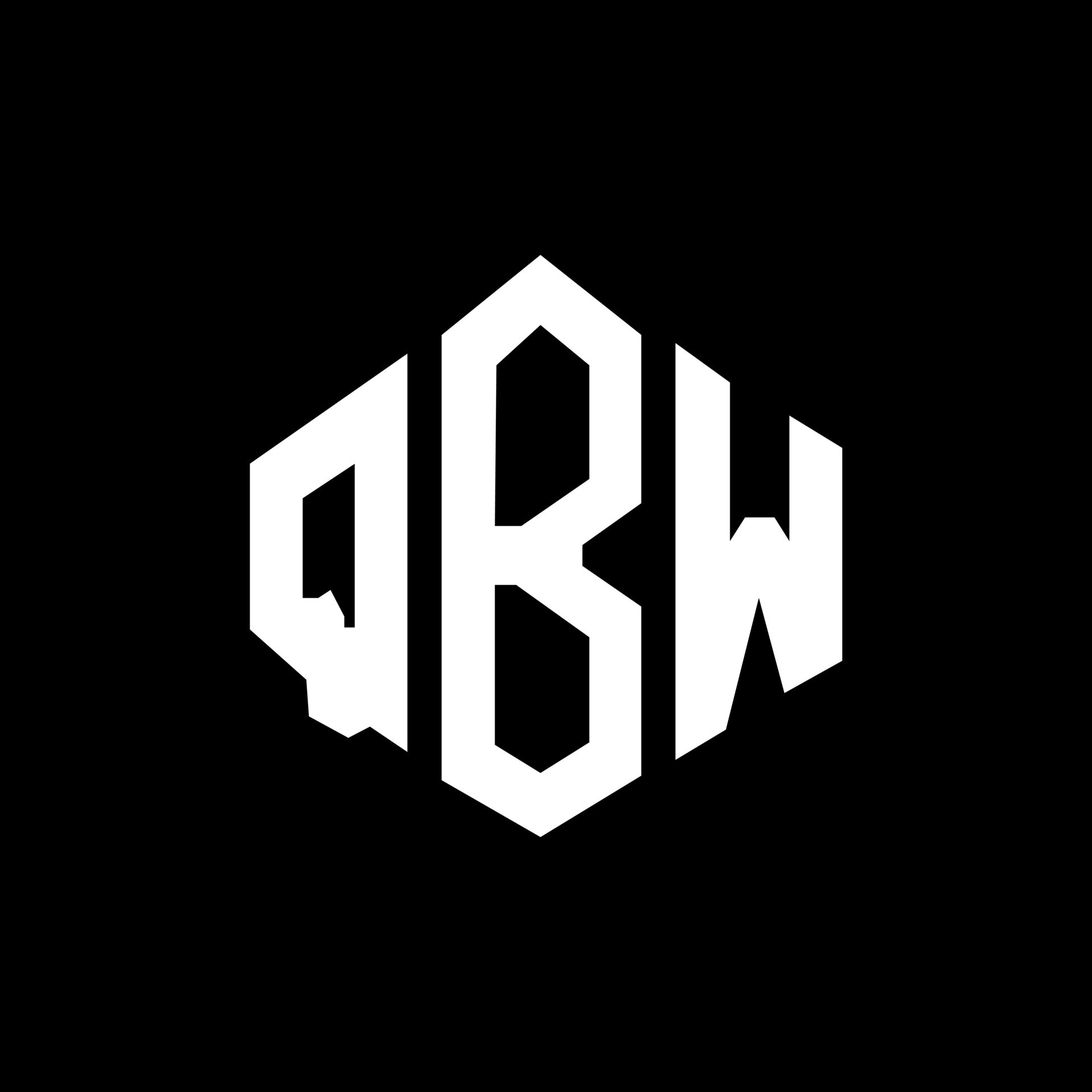 QBW letter logo design with polygon shape. QBW polygon and cube shape